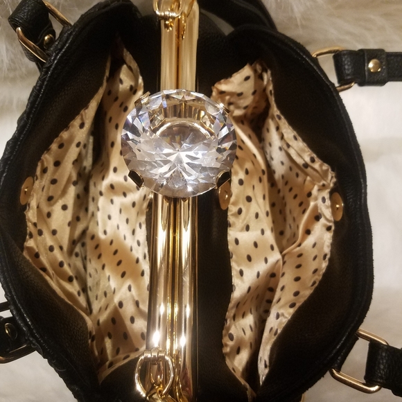 COPY - BLACK AFRAME RHINESTONE DESIGN HANDBAG - Picture 7 of 8